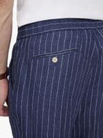 Navy Striped Linen Trousers