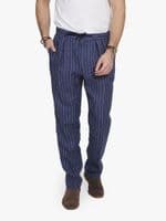 Navy Striped Linen Trousers