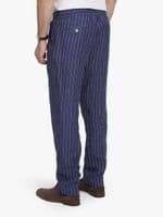 Navy Striped Linen Trousers