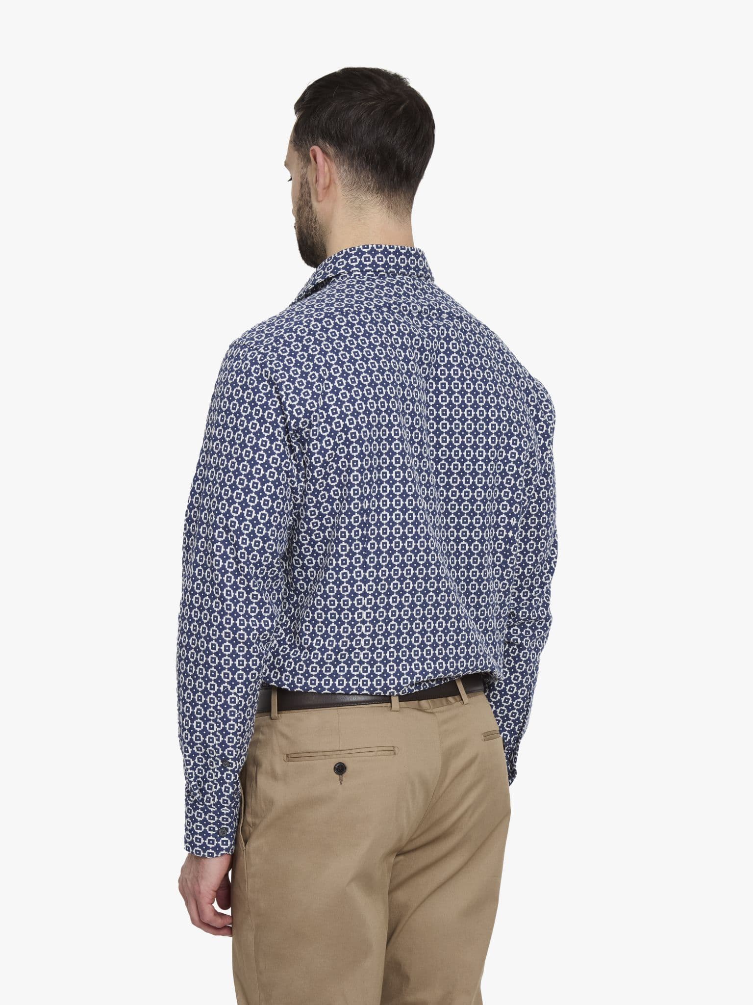Side view of Navy White Jacquard Shirt - 16