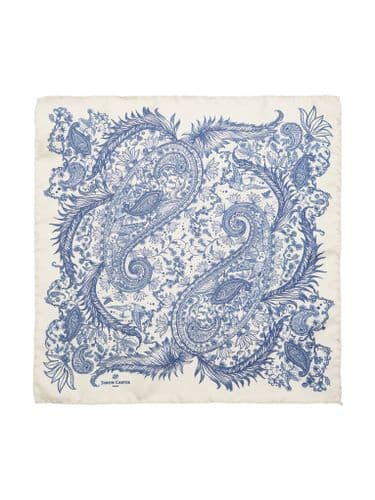 Night Paisley Silk Pocket Square Cream