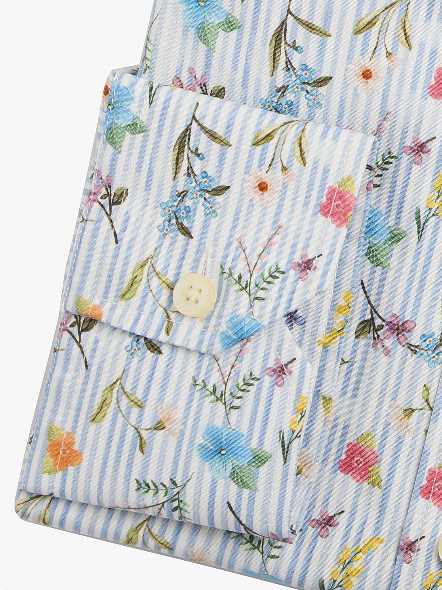 Side view of Painted Floral Stripe Shirt - 16.5