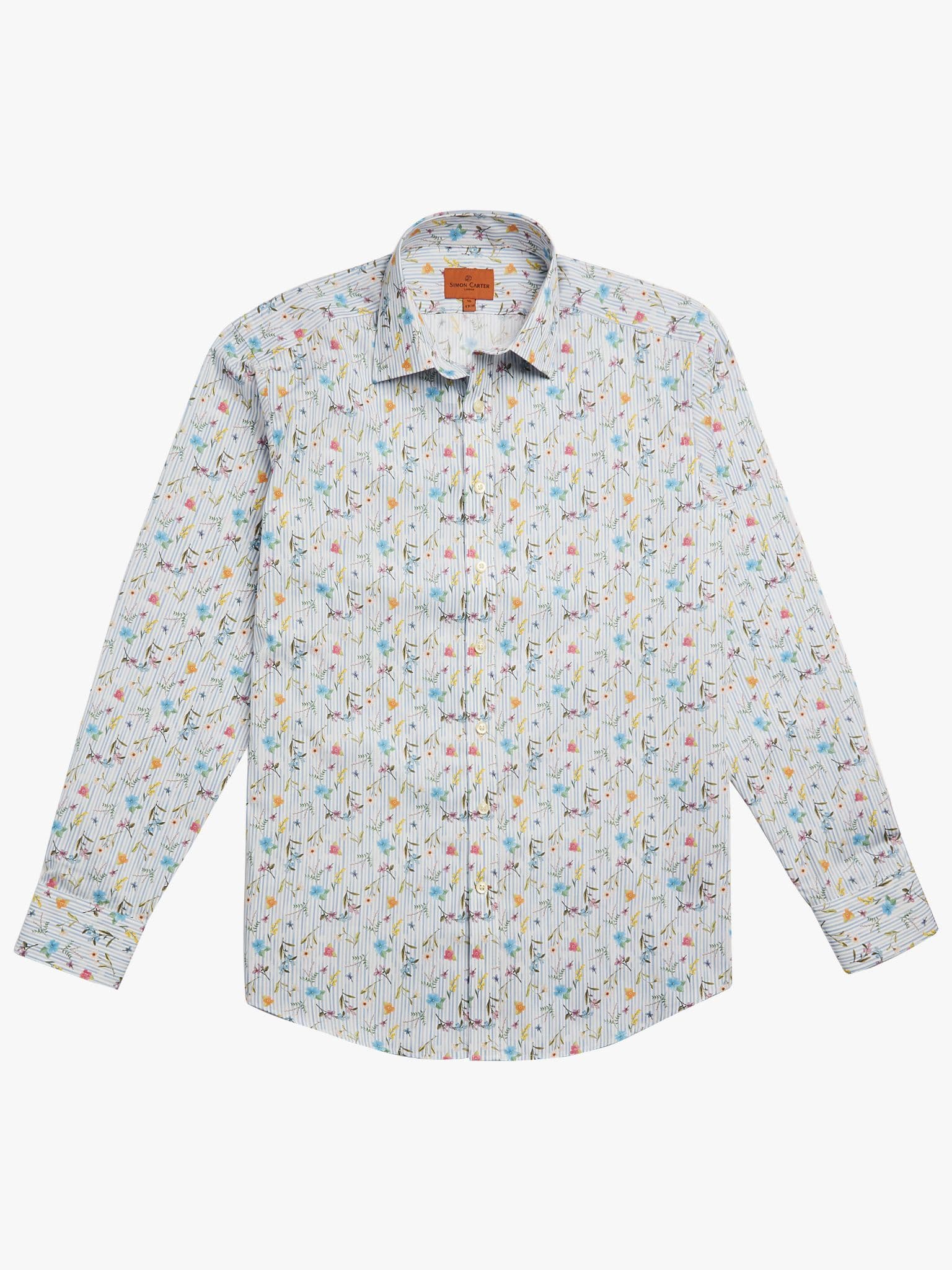 Side view of Painted Floral Stripe Shirt - 16.5