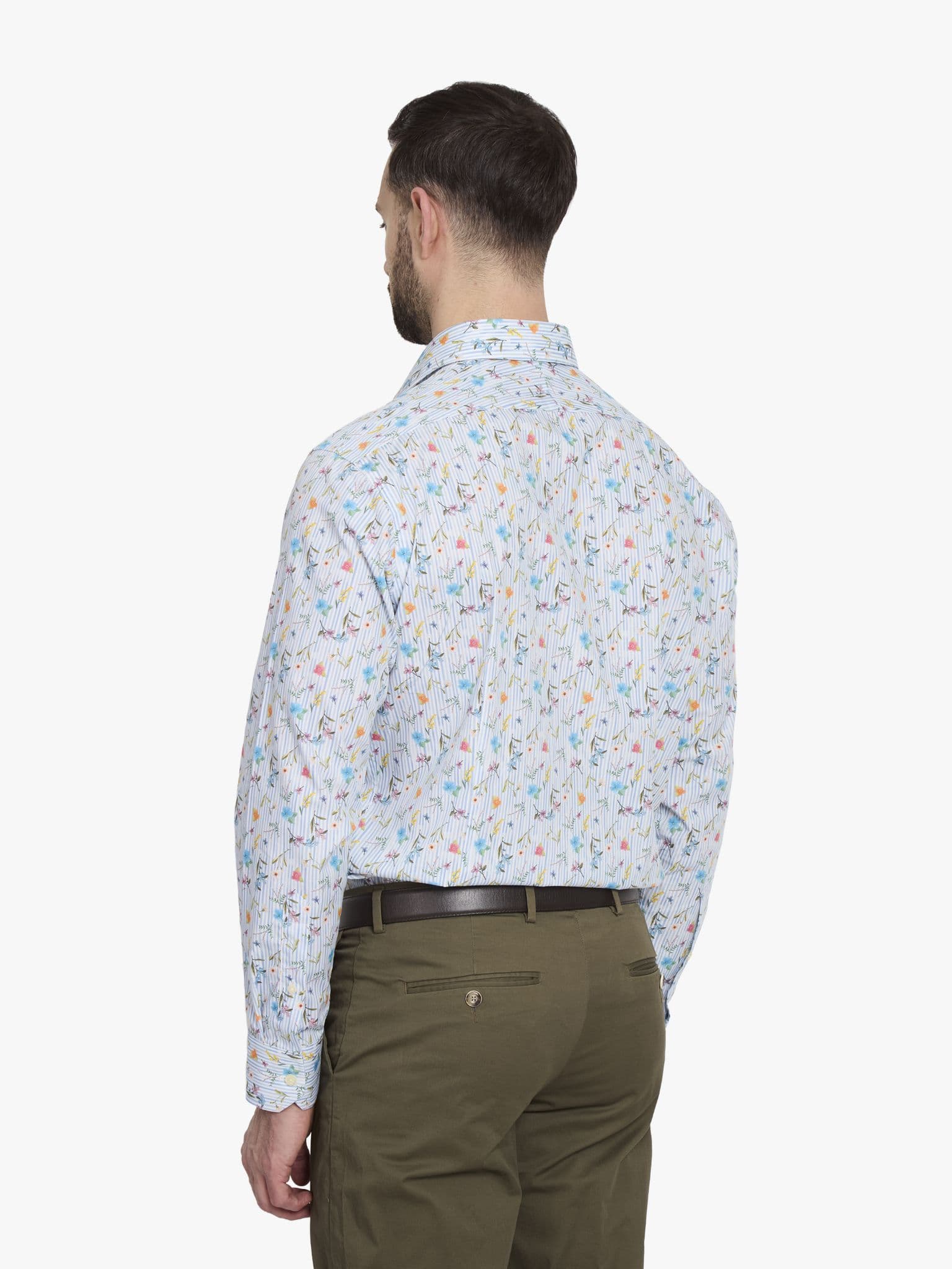 Side view of Painted Floral Stripe Shirt - 16.5
