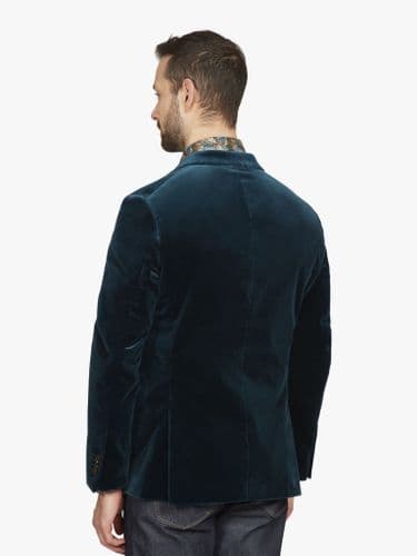 Cotton Velvet Circle Flower Jacket - Light Camel/Petrol main image 1