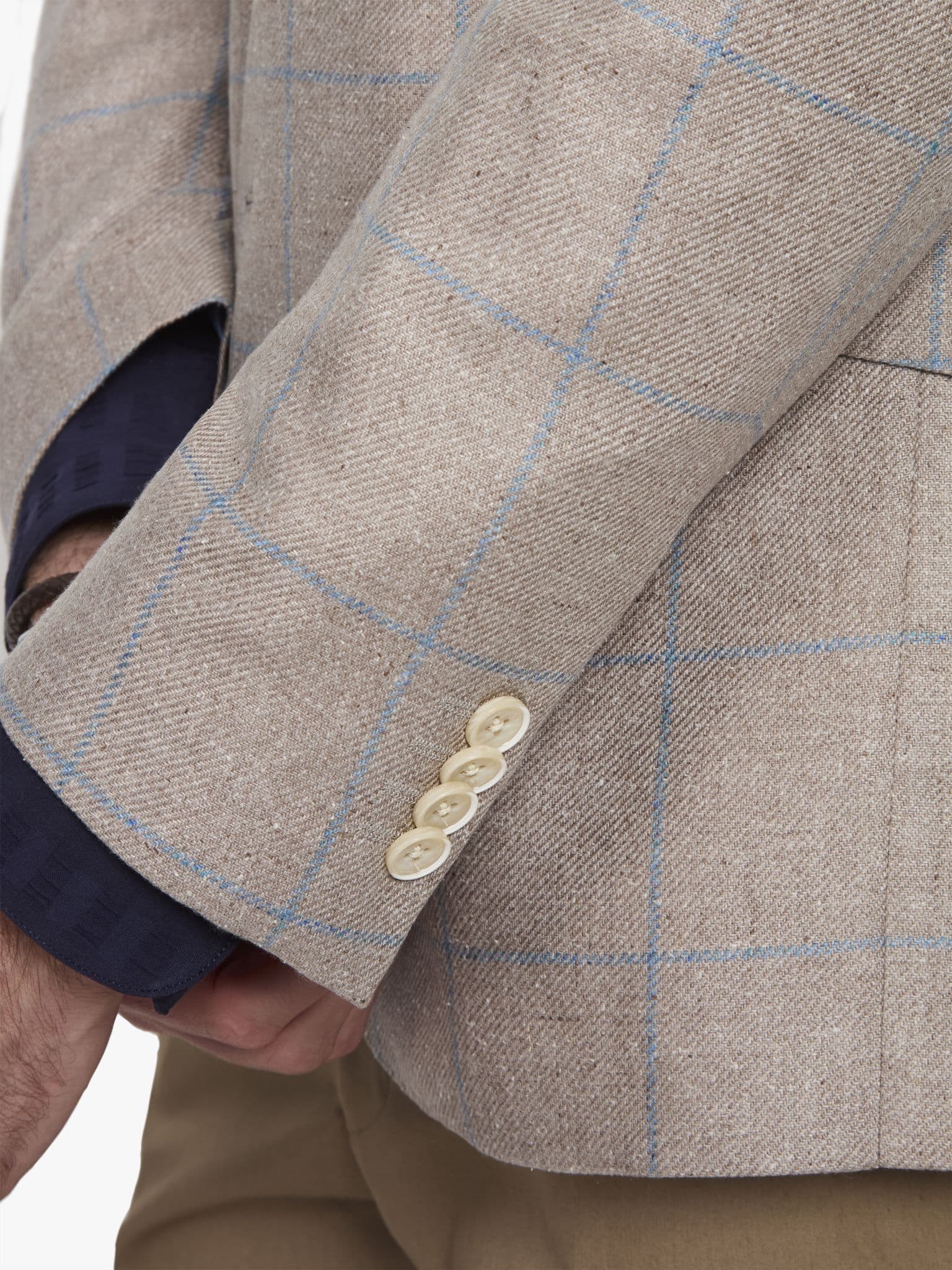 Side view of Silk Windowpane Jacket - 38