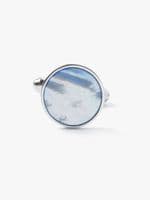 Silver Blue MoP Round Cufflink