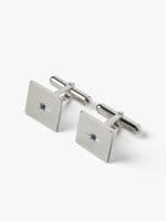 Silver Crystal Square Cufflink