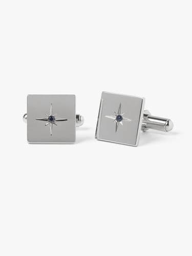 Silver Crystal Square Cufflink
