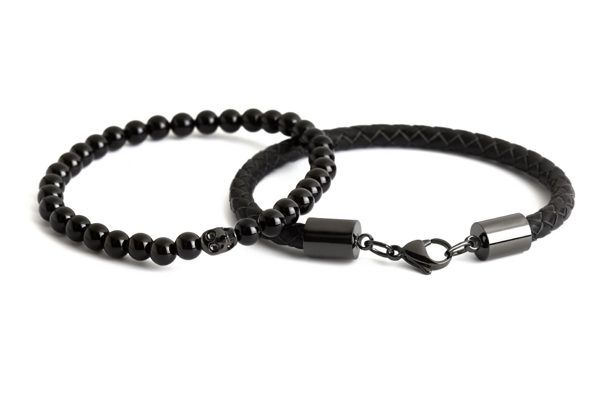 Simon Carter Connor Onyx and Leather Bracelet Set
 