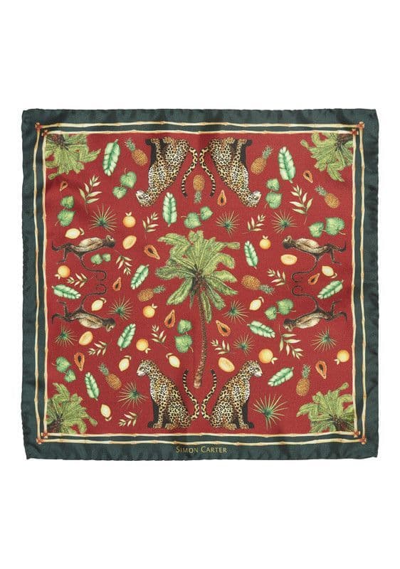 Simon Carter Jungle Scene Silk Pocket Square
 