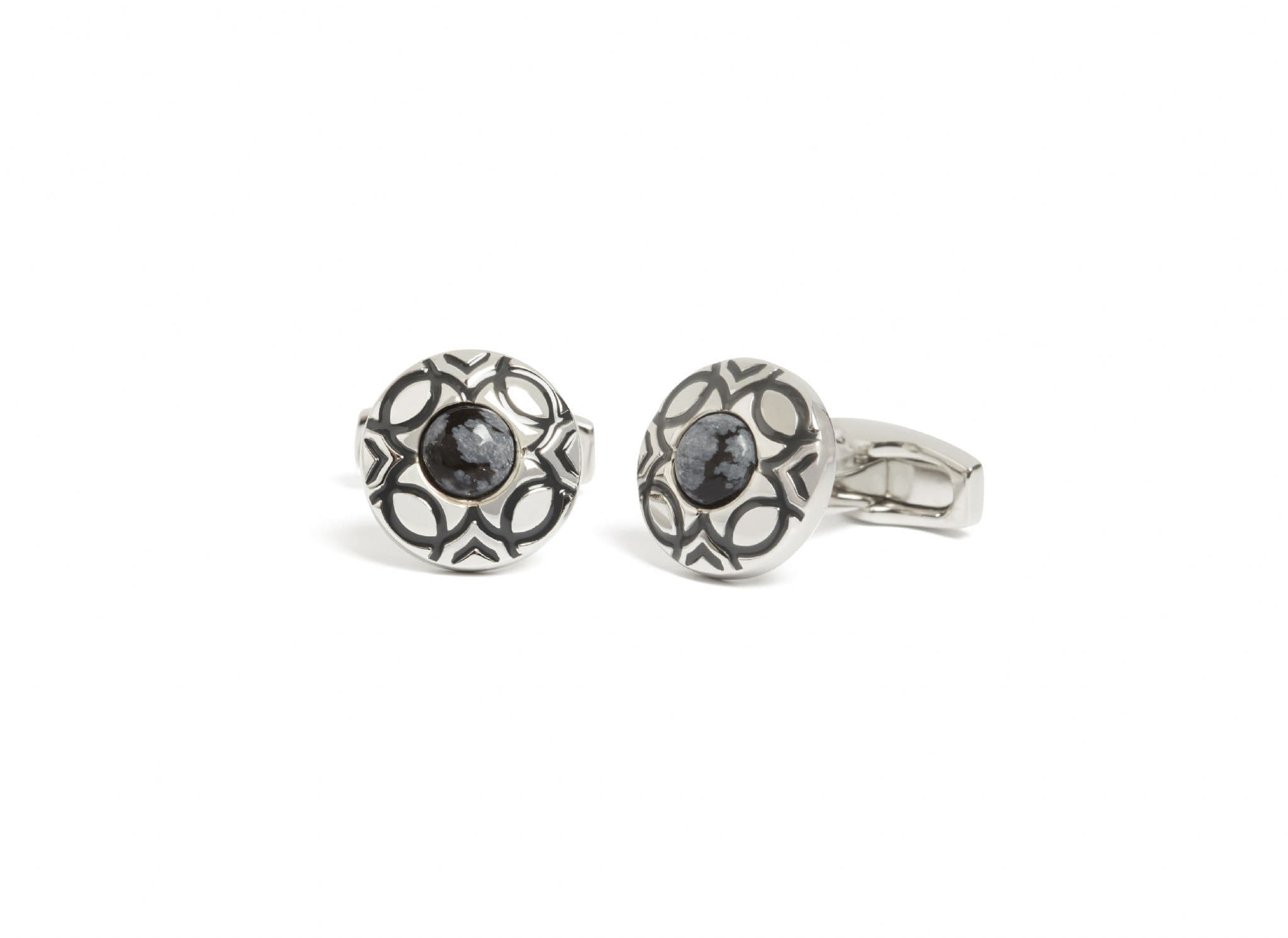 Simon Carter Marrakesh Snowflake Obsidian Cufflink
 