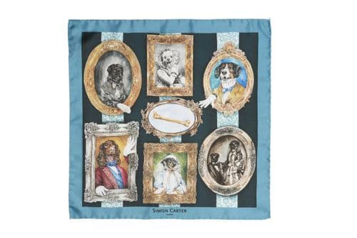 Simon Carter Victorian Dogs Silk Pocket Square