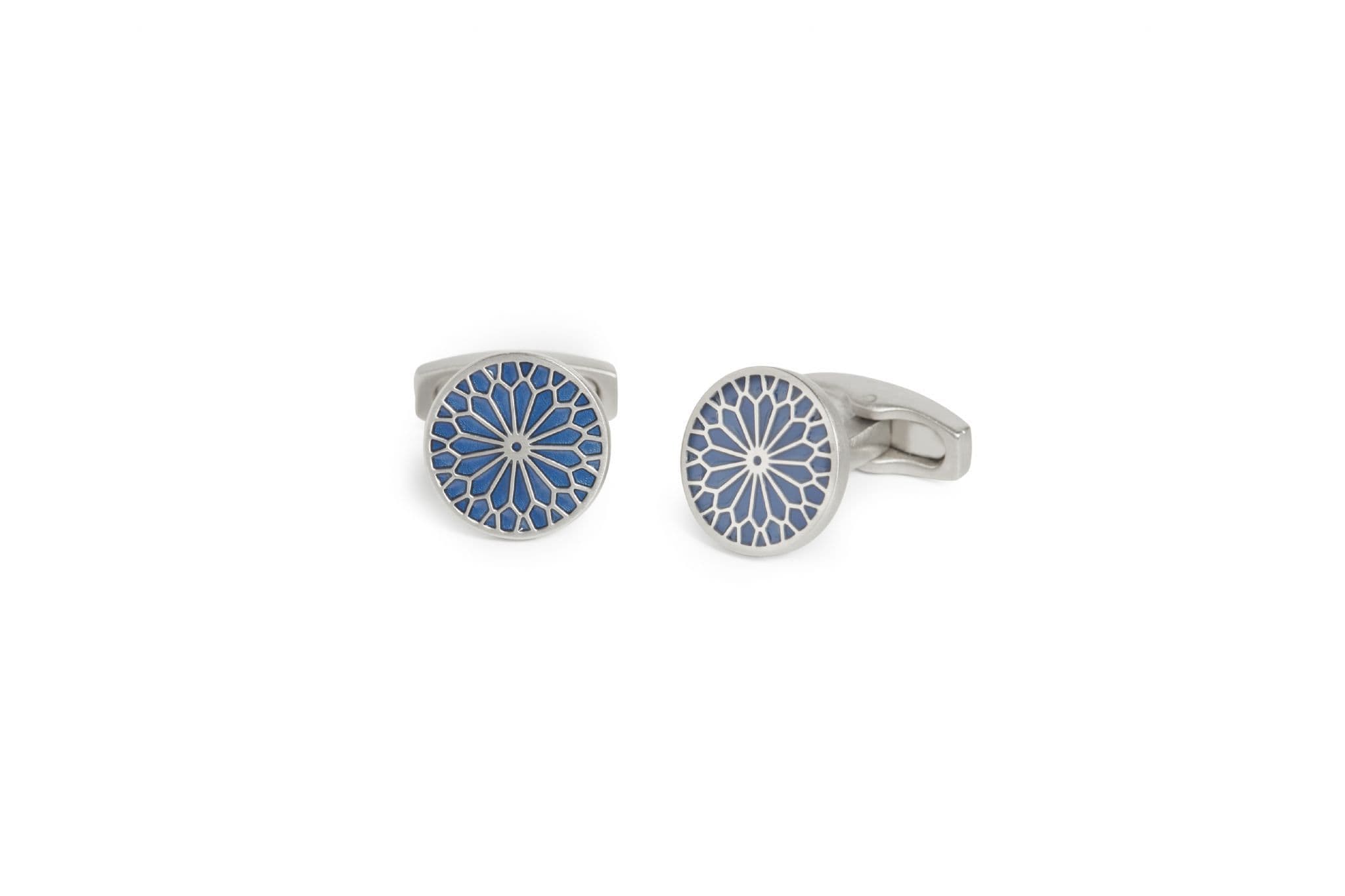 Stained Glass Enamel Rose Navy Cufflink
 