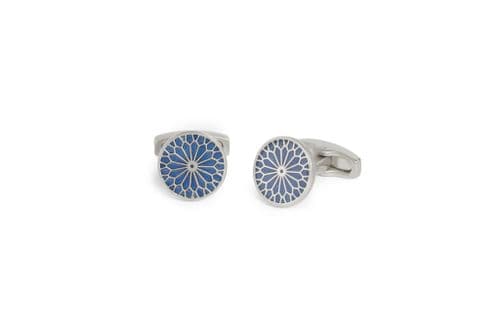 Stained Glass Enamel Rose Navy Cufflink