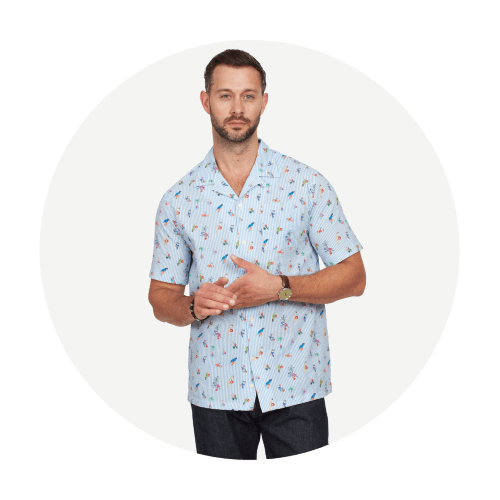 Simon Carter Parrot Seersucker Short Sleeve Shirt