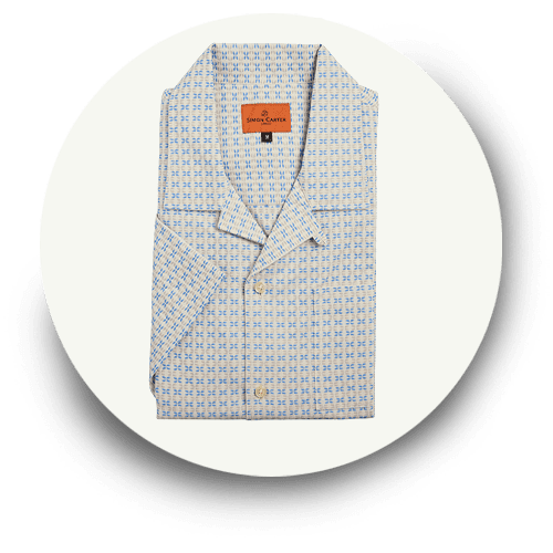 Cream and Blue Dobby Shirt