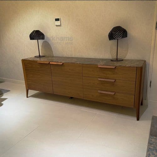Atlante 3 Sideboard Walnut & Emperador Marble
