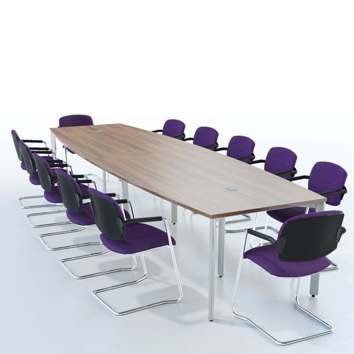 Barrel Shape or Bow End Boardroom Table | meeting table on silver base ...