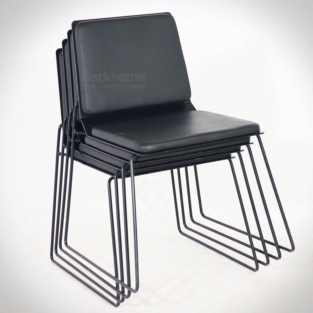 Black Metal Shelled Stacking Chair Leather Metal Chairs Stacking