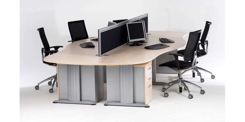 Wave Desk Tech Support Lab Cantilever Wave Desk | desk with rounded edge | curved office desk
