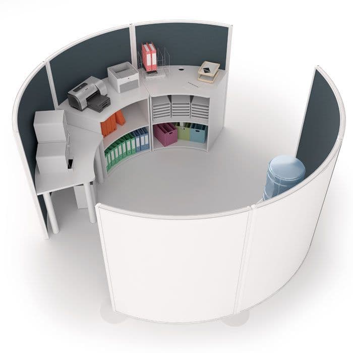 Curved Printer Area | circular office partitioning | freestanding ...