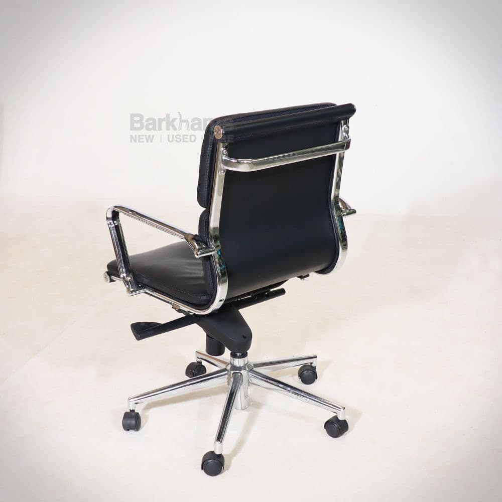 Eames Style Height Adjustable Meeting Chair| Leather Meeting Chair Eames Design| Black Leather 
Eames Design Meeting Chair