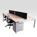 Flex | New Bench Desk Silver | long silver office desk | desk for multiple users in silver