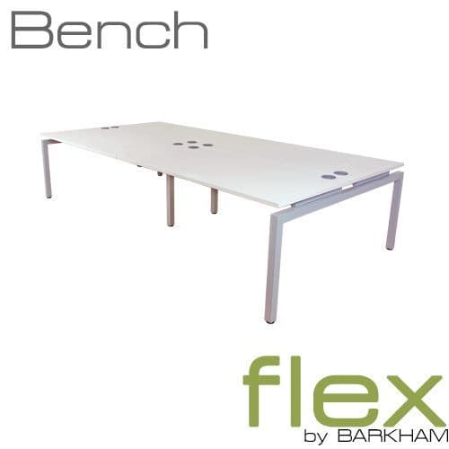 Flex | New Bench Desk Silver | long silver office desk | desk for multiple users in silver