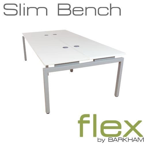 Flex | New Slim Bench Desk Silver | space saving desk solution | narrow ...
