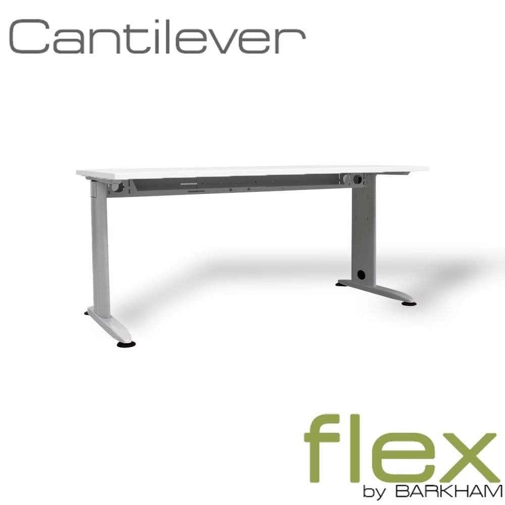 Flex | Silver Cantilever Desk | Used Cantilever Desk | Rectangular Office Desk | White Office Desk