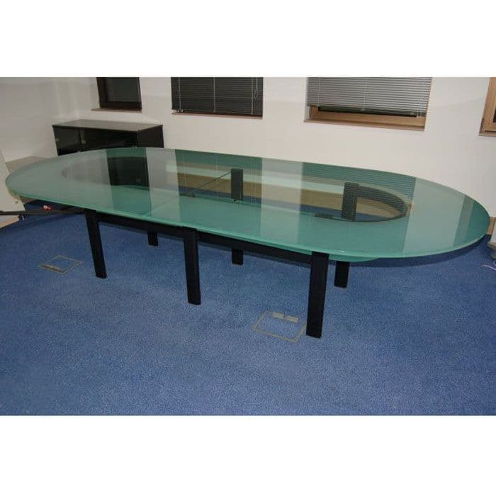 Glass Boardroom Table 3m x 1.4m oval boardroom table glass meeting