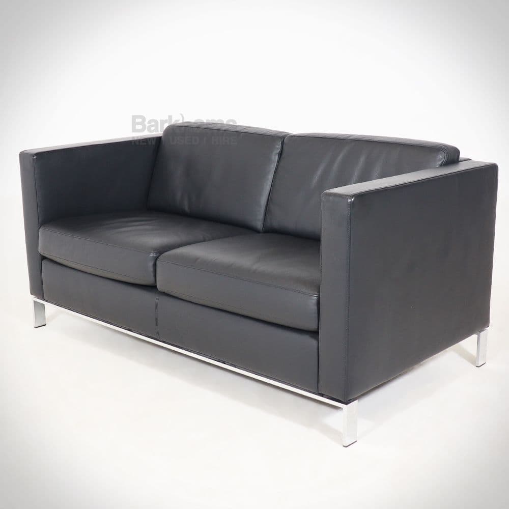 Knoll Divina Settee Leather Sofa Divina Settee by Walter Knoll Walter Knoll Leather Sofa in Black