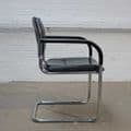 Stackable Kusch and Co Black Leather Meeting Chairs | leather cantilever meeting chair | stacking cantilever chairs