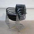 Stackable Kusch and Co Black Leather Meeting Chairs | leather cantilever meeting chair | stacking cantilever chairs
