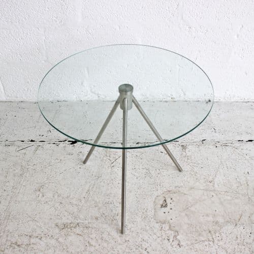 Low Glass Side Table with 3 Spoke Base