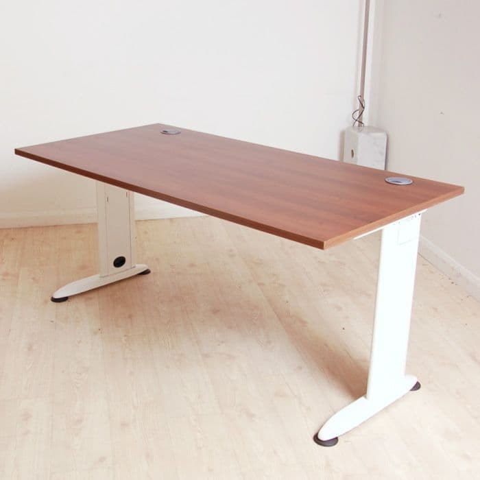 New Barkham Cantilever Desk (Walnut) rectangular desk with white