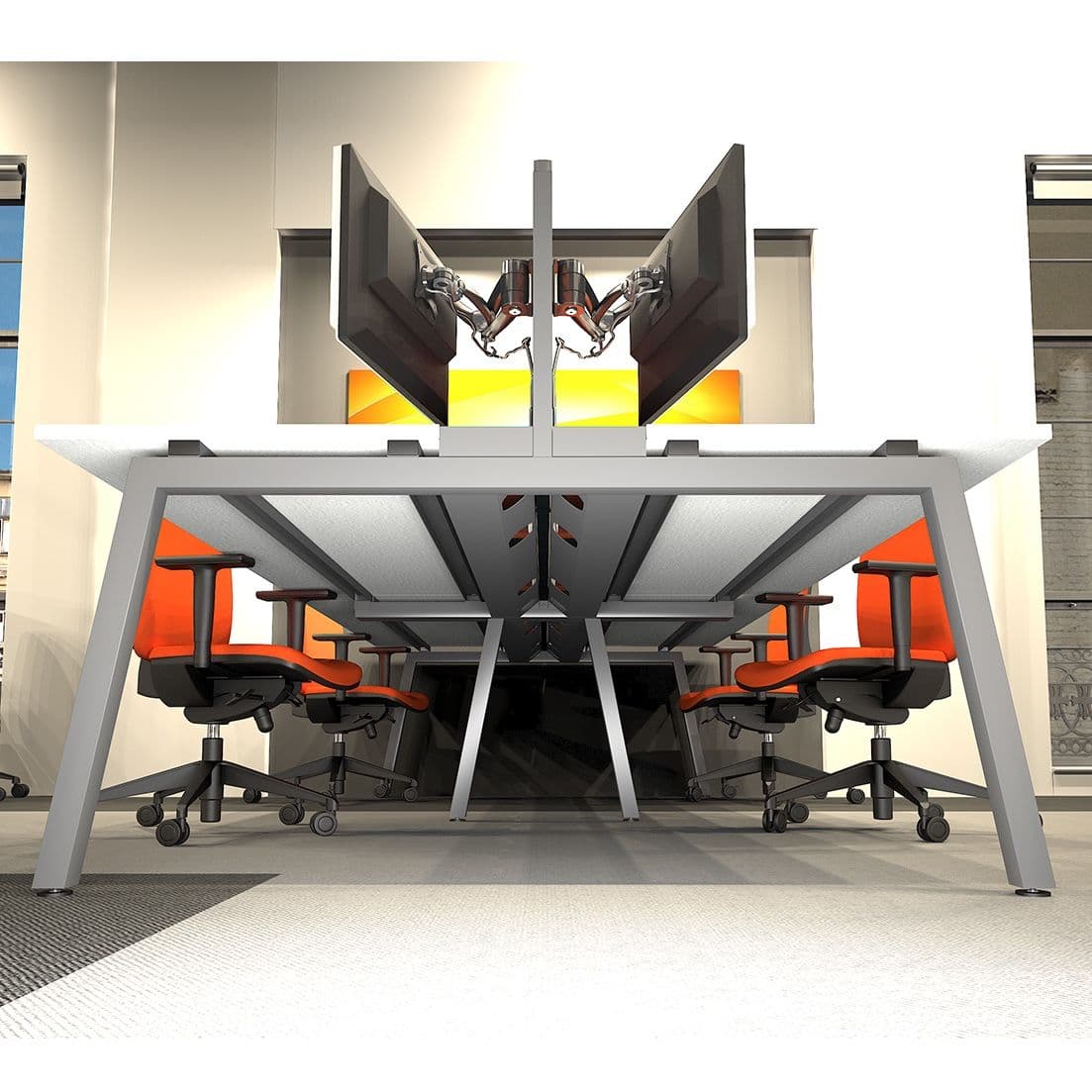 Conjoining Desk New Contemporary Bench Desk with Tool Screen and Cable Tray | desks for ...