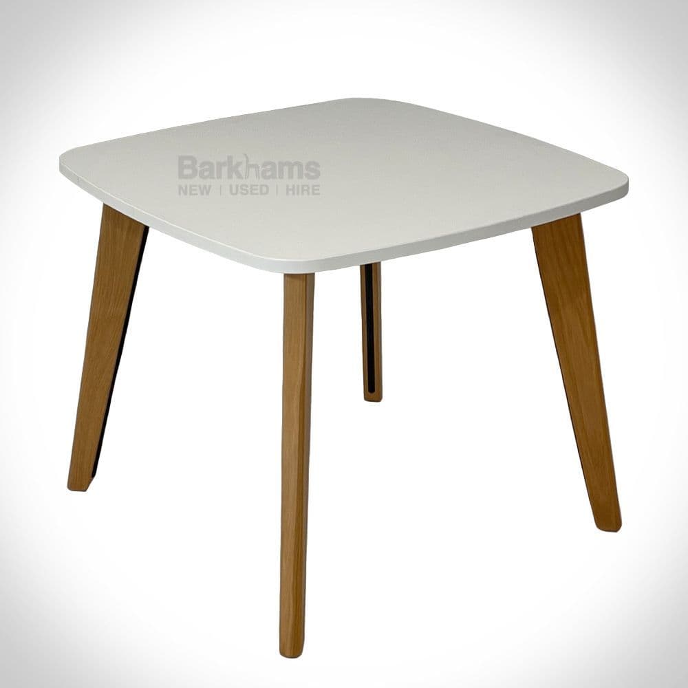 Nova Meeting Table | Refurbished Nova Meeting Table in White MFC supported by an Oak Leg Frame.