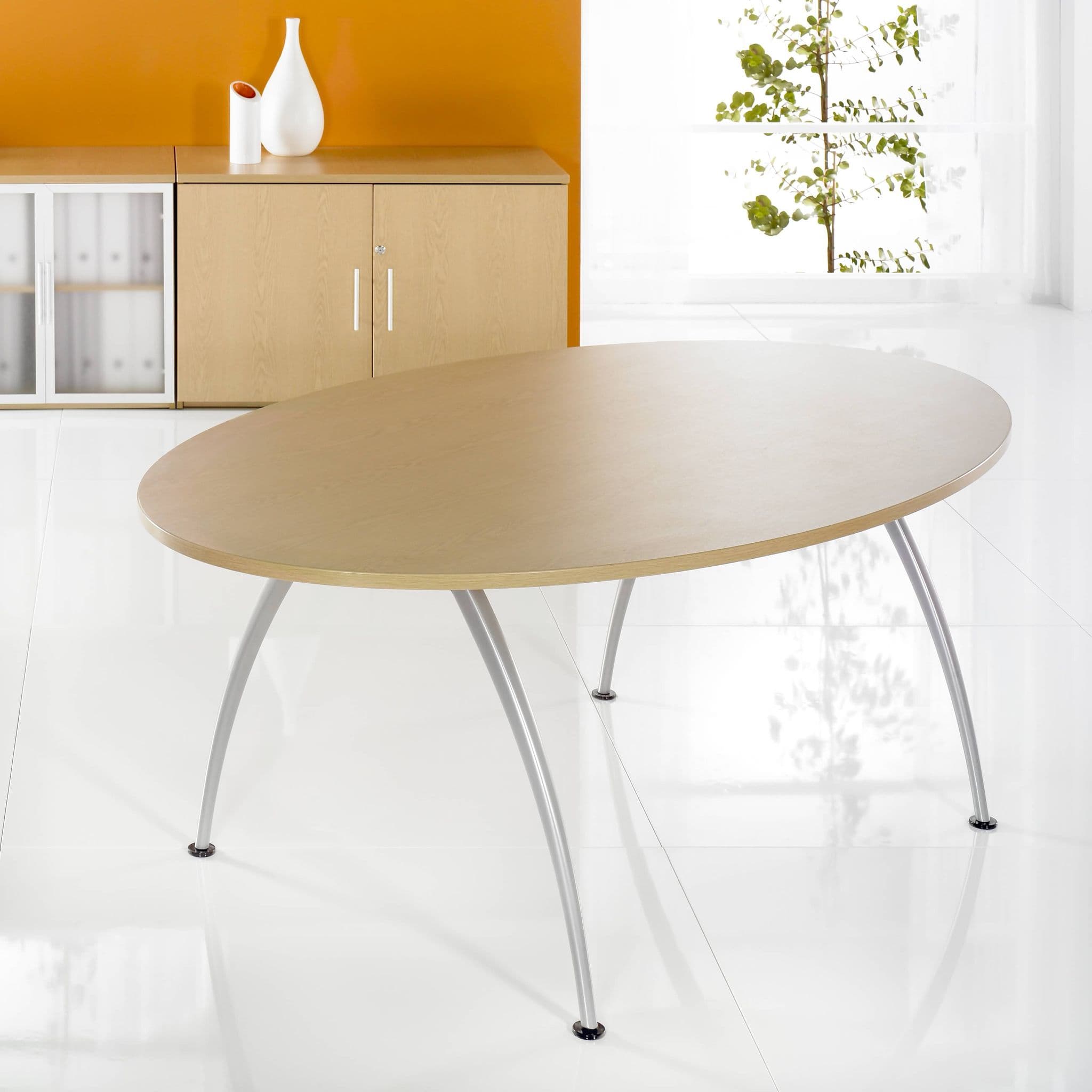 Oval Meeting Table boardroom table on silver legs round meeting