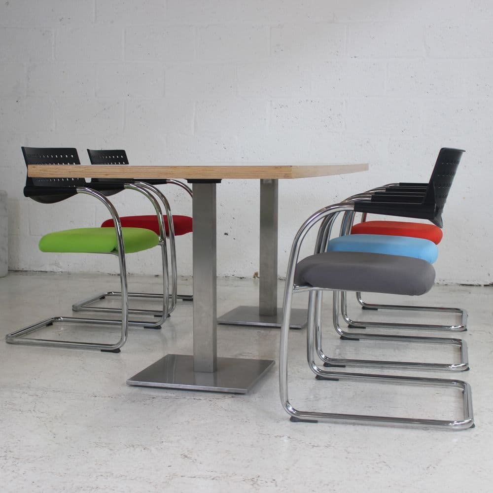 Rectangular table with twin column base | white boardroom table ...