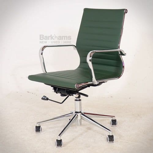 Ribbed Green Leather Task Chair