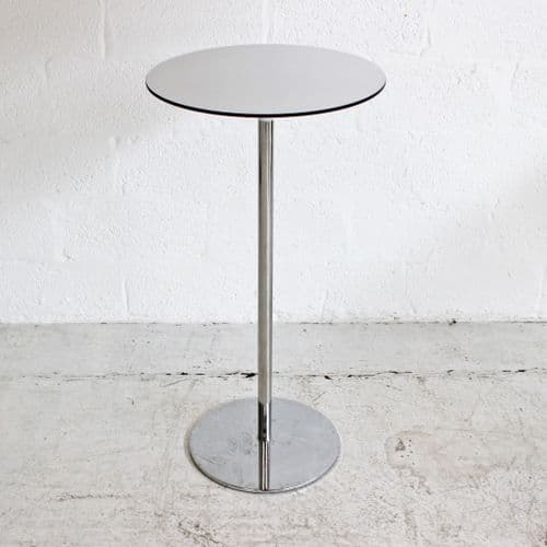 Round White MFC Poseur Table on Disc Base
