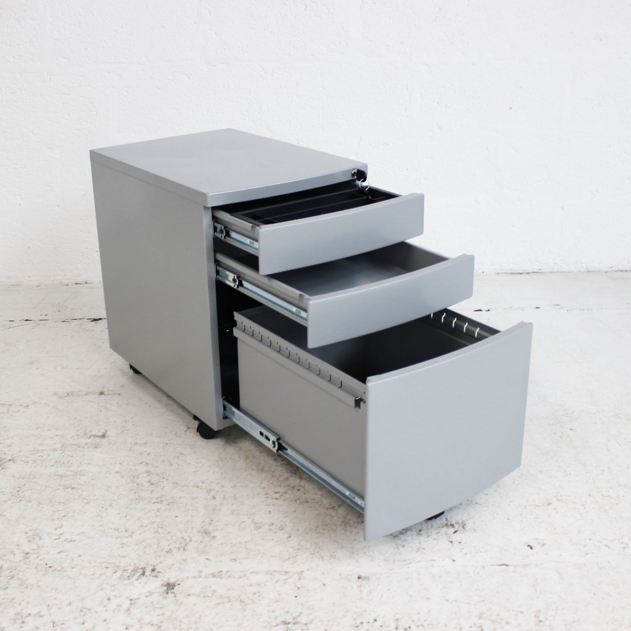 Silver 3 Drawer Pedestal Under Desk Drawers Desk Pedestal