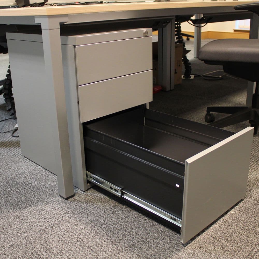Silver Under Desk Pedestal Metal Drawers Desk Drawers