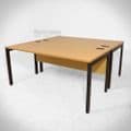 Single Rectangular Desk in Light Oak MFC with Black Box Leg Frame and Modesty Panel  TV and Film Furniture