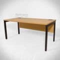 Single Rectangular Desk in Light Oak MFC with Black Box Leg Frame and Modesty Panel  TV and Film Furniture