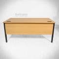 Single Rectangular Desk in Light Oak MFC with Black Box Leg Frame and Modesty Panel  TV and Film Furniture