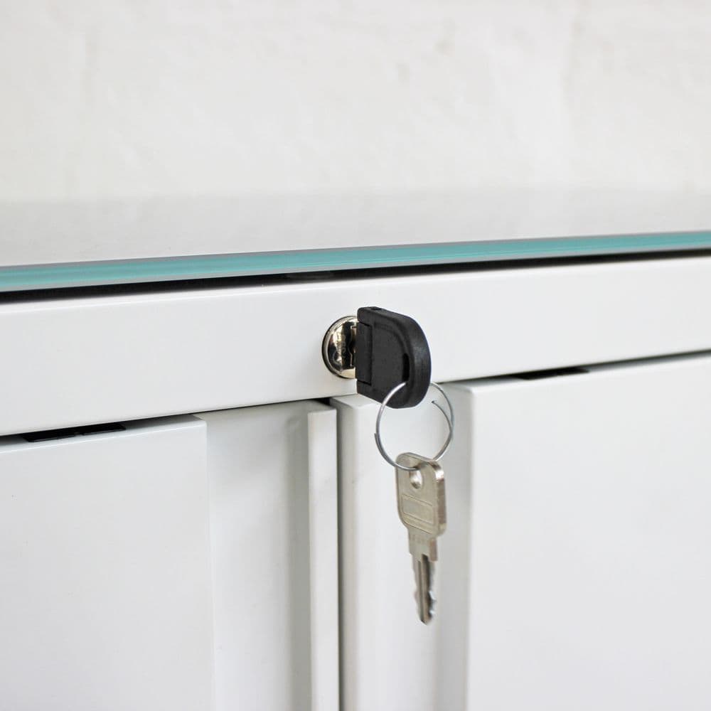 Small white double door cupboard Metal Cupboard White Cupboard