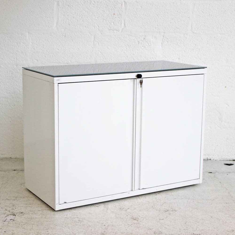 Small white double door cupboard Metal Cupboard White Cupboard